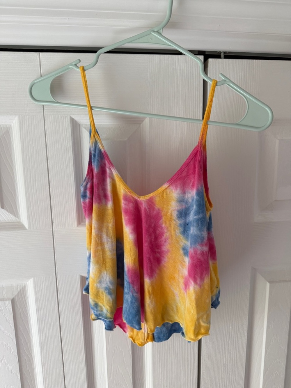 Ecote Tie-Dye Spaghetti Strap Camisole - Pink, Yellow & Blue